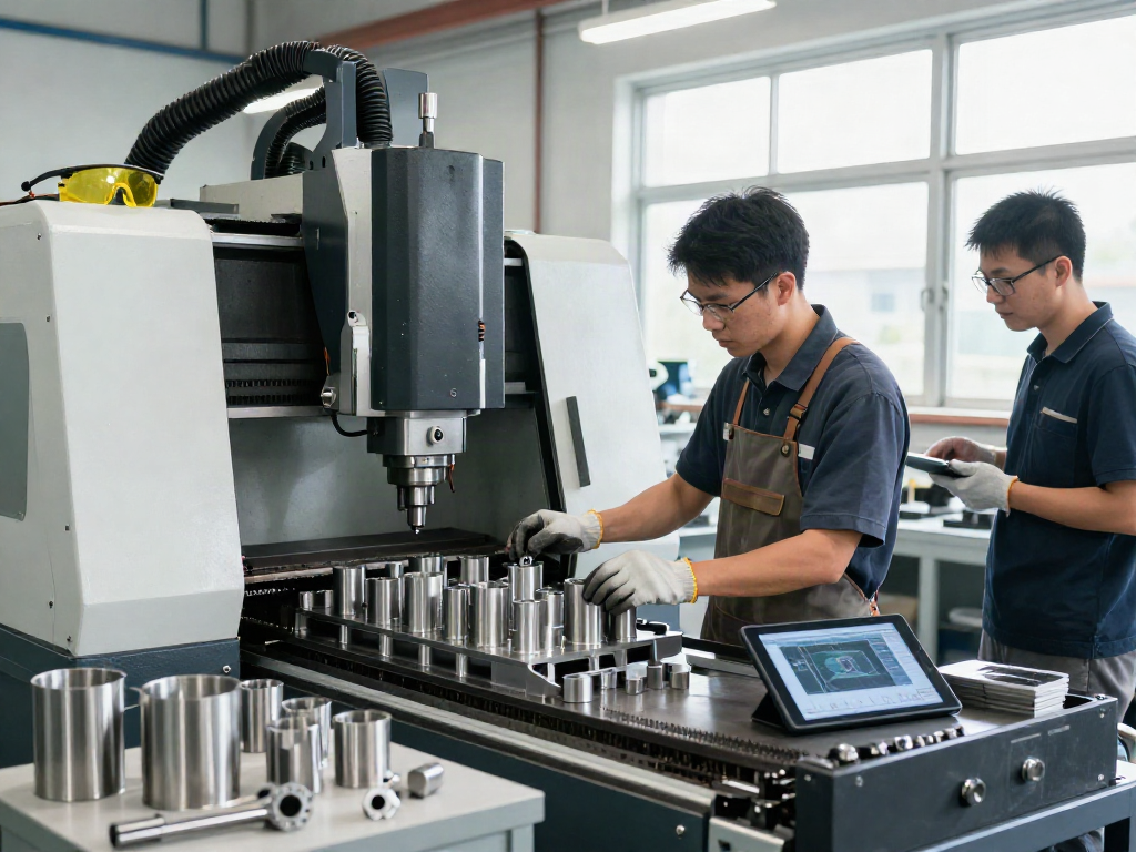 CNC stainless steel parts suppliers create precision parts in an industrial workshop.